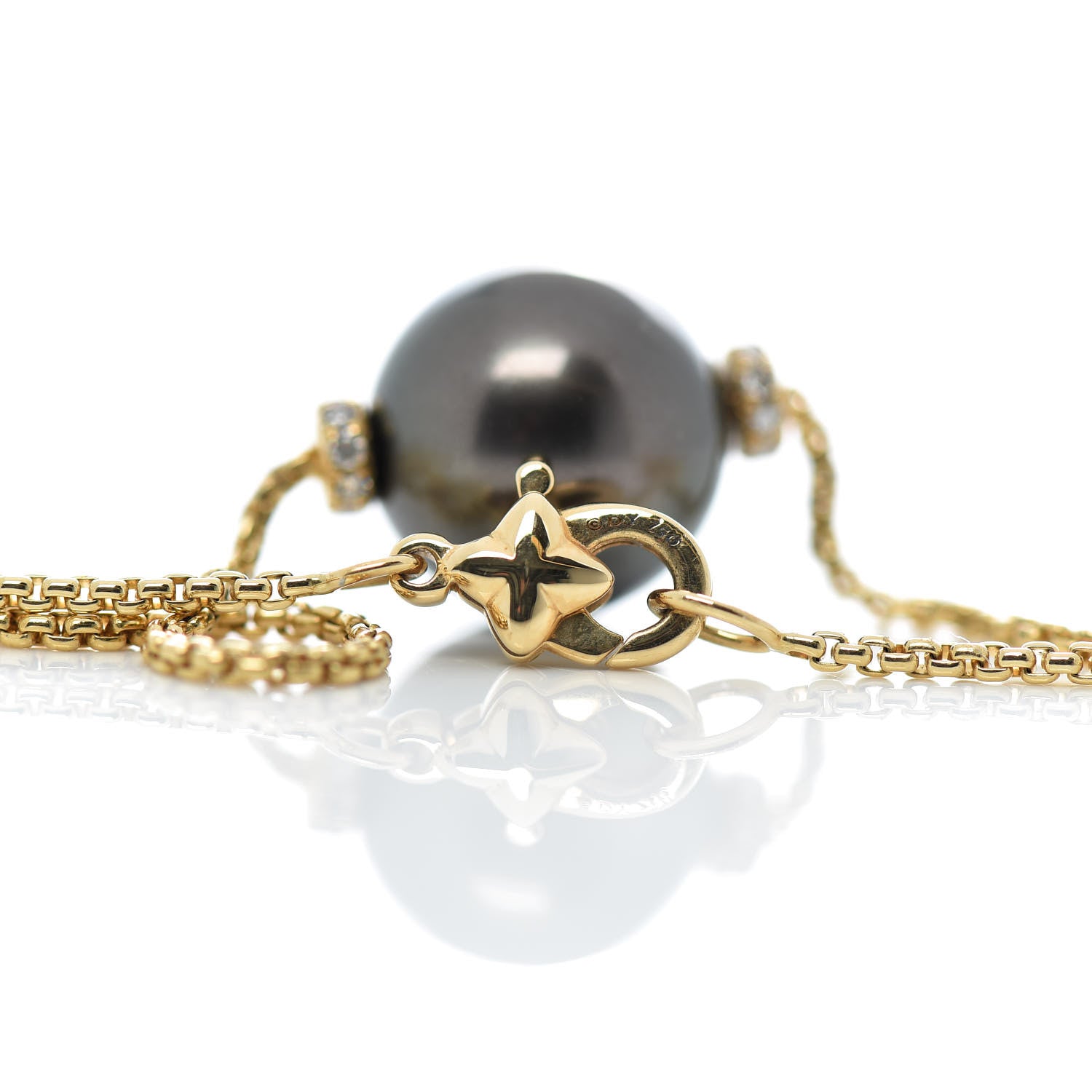 David Yurman 18K Yellow Gold Diamond Tahitian Pearl 12mm Solari Pendant Necklace 4 of 4