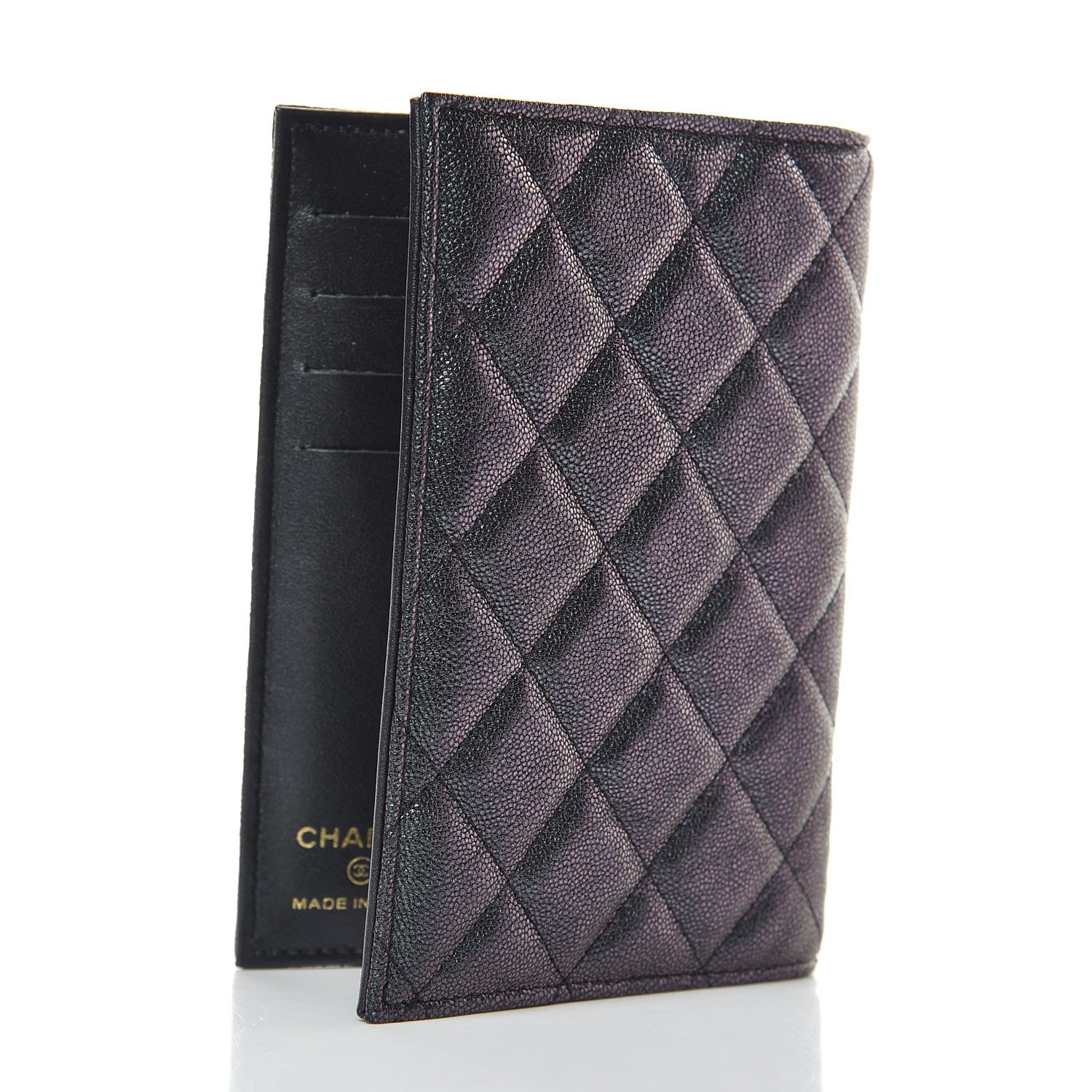 Chanel Iridescent Caviar Quilted Passport Holder Black 3 of 8