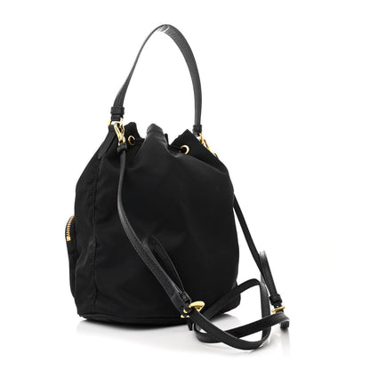 Prada Saffiano Tessuto Nylon Mini Bucket Crossbody Bag Black 3 of 9