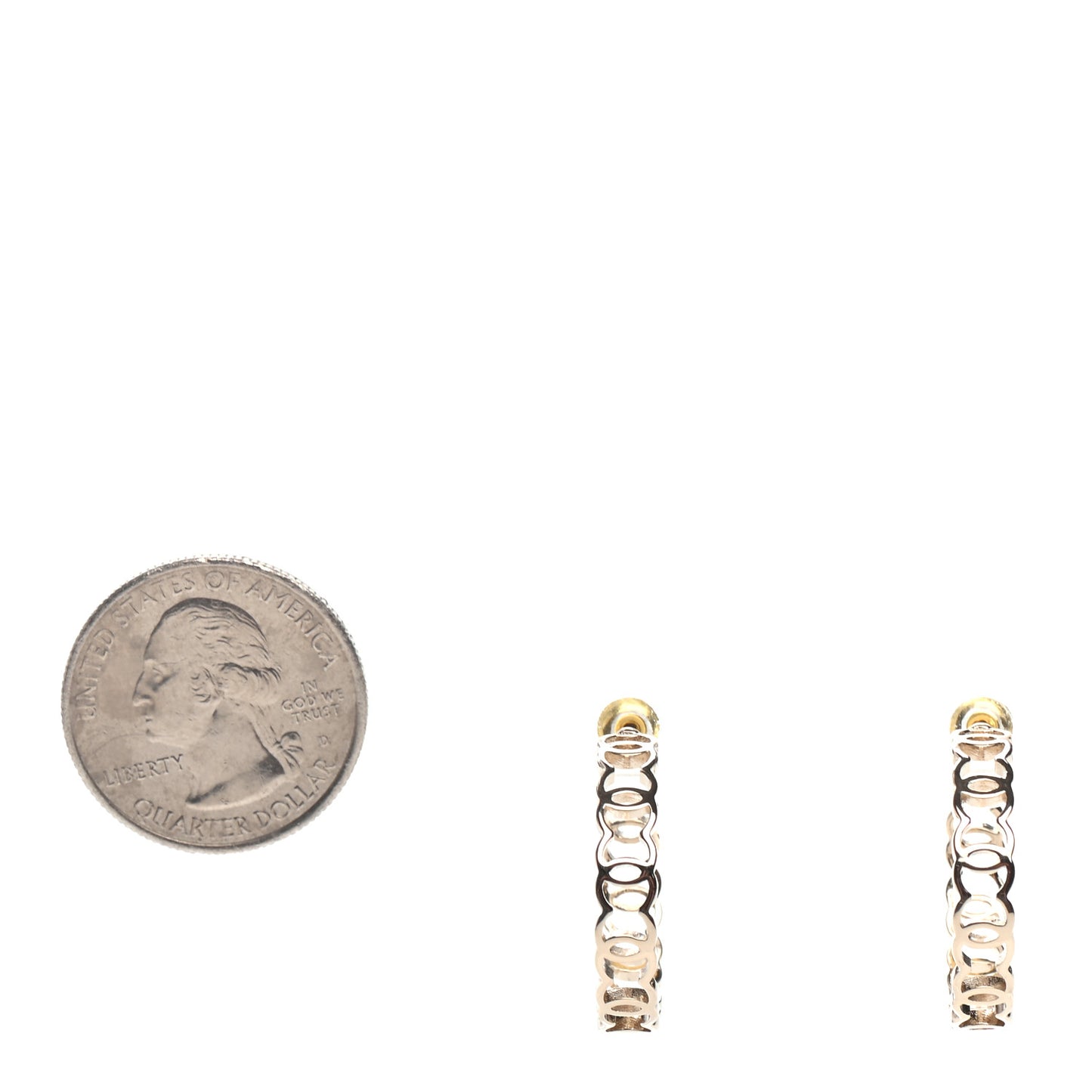 Metal CC Hoop Earrings Gold