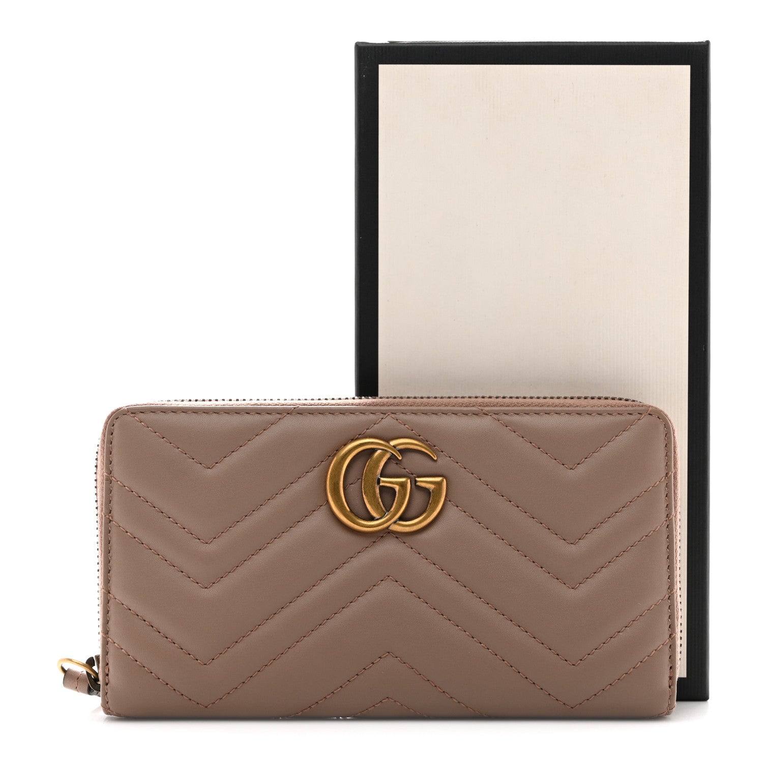 Gucci Calfskin Matelasse GG Marmont Zip Around Wallet Porcelain Rose 8 of 8