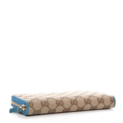 Gucci Monogram Dollar Calfskin Zip Around Wallet Beige Ebony Deep Cobalt 4 of 9