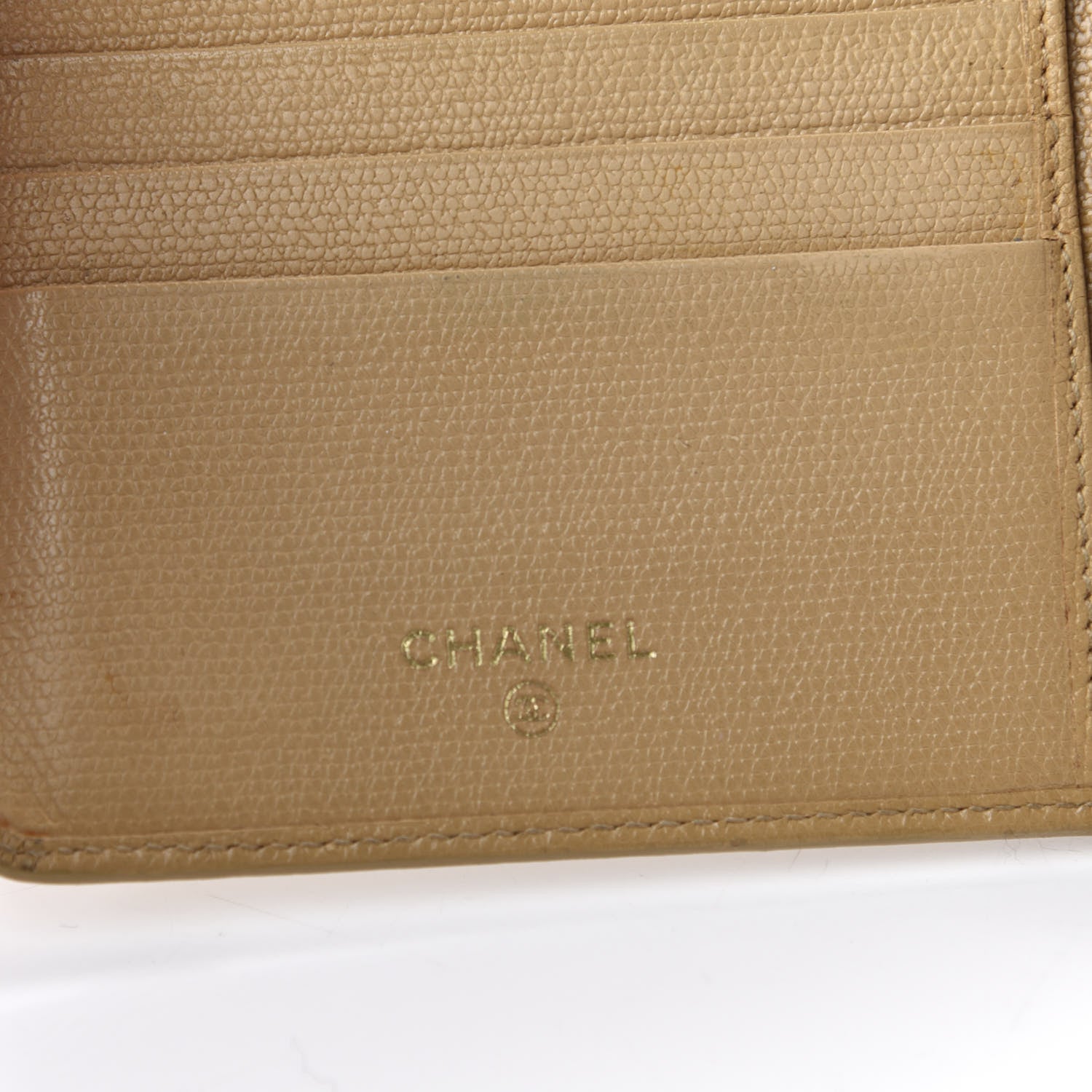Chanel Grained Calfskin CC Button Bi-Fold Wallet Beige 6 of 9