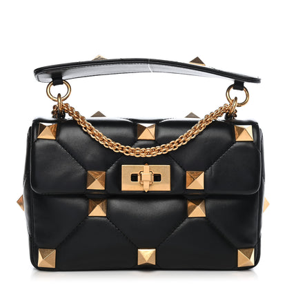 Valentino Garavani Nappa Medium Roman Stud Shoulder Bag Black 1 of 9
