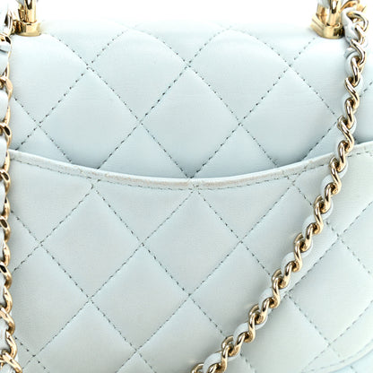 Chanel Lambskin Quilted Mini Top Handle Rectangular Flap Light Blue 11 of 13