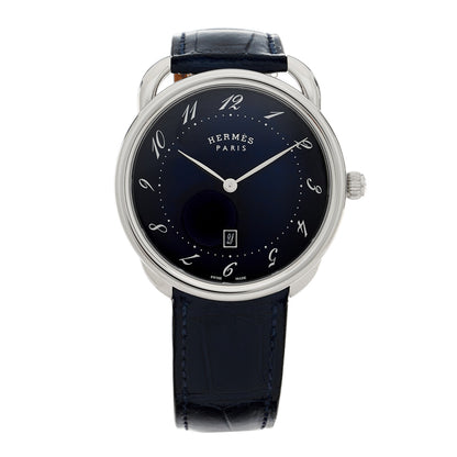 Hermes Stainless Steel Alligator 40mm Arceau Quartz Watch Bleu Abysse 1 of 6