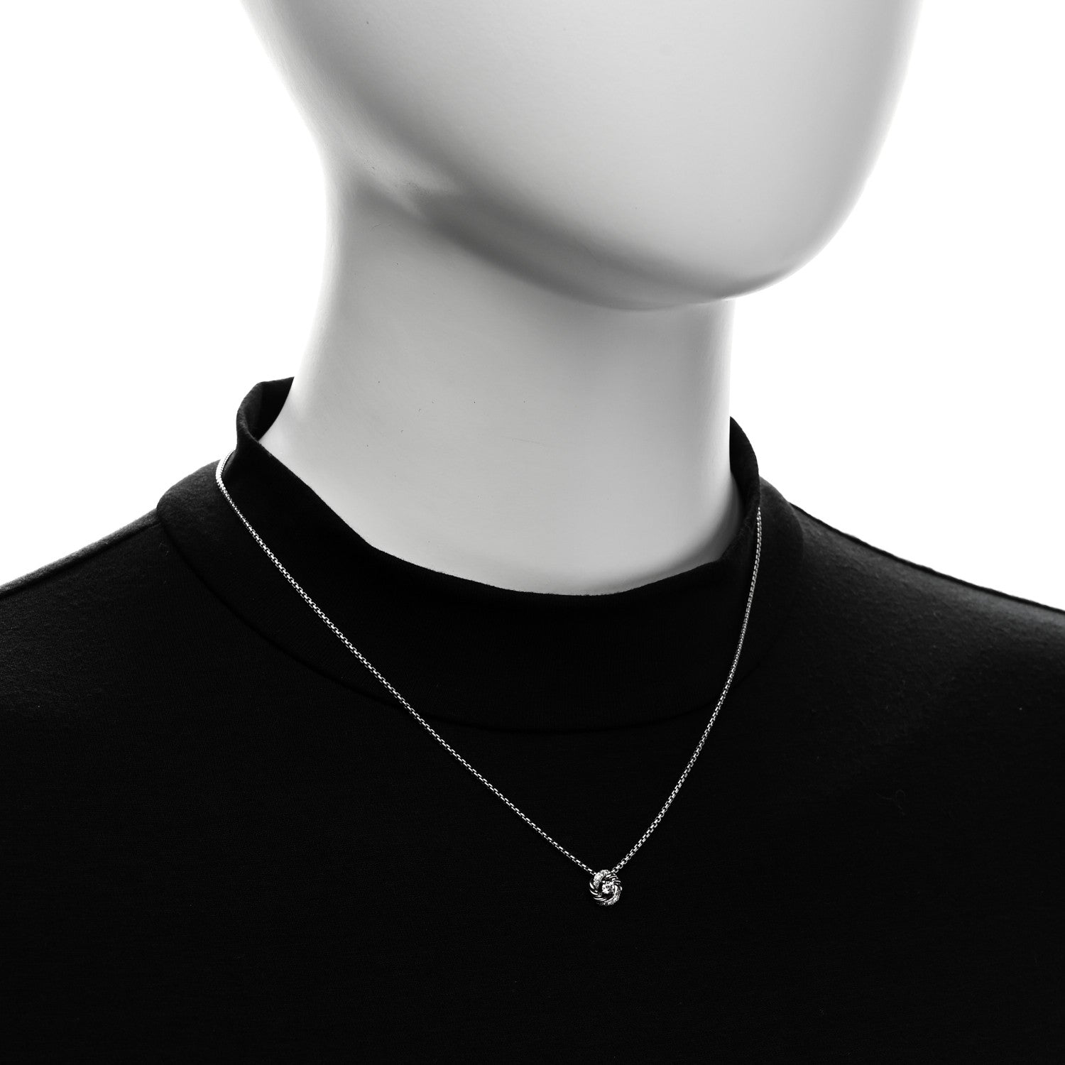 David Yurman Sterling Silver Diamond 8mm Petite Infinity Pendant Necklace 2 of 5