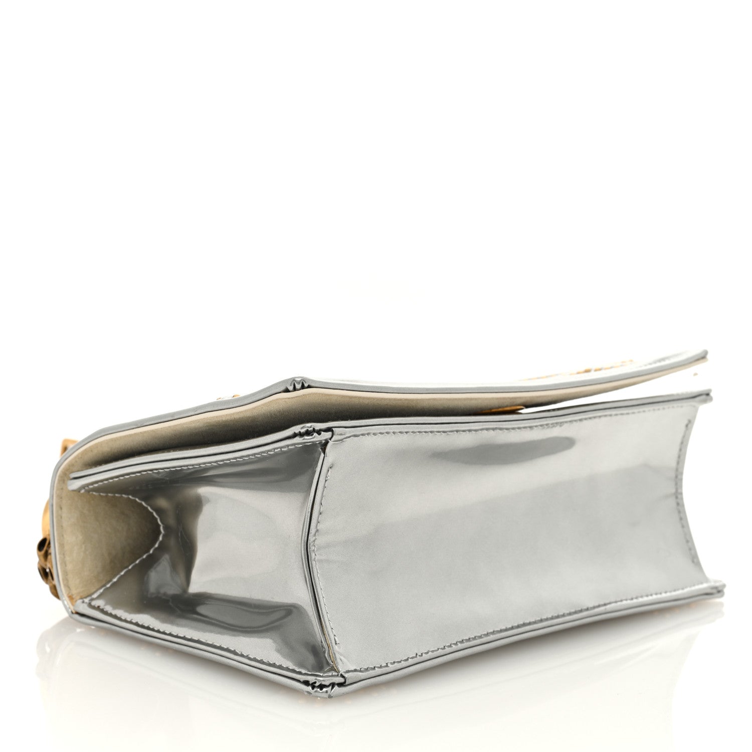 Christian Dior Metallic Patent Studded Small Diorama Flap Bag Silver 4 of 9