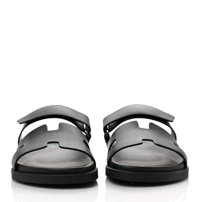 Hermes Calfskin Mens Chypre Sandals 42 Black 2 of 8