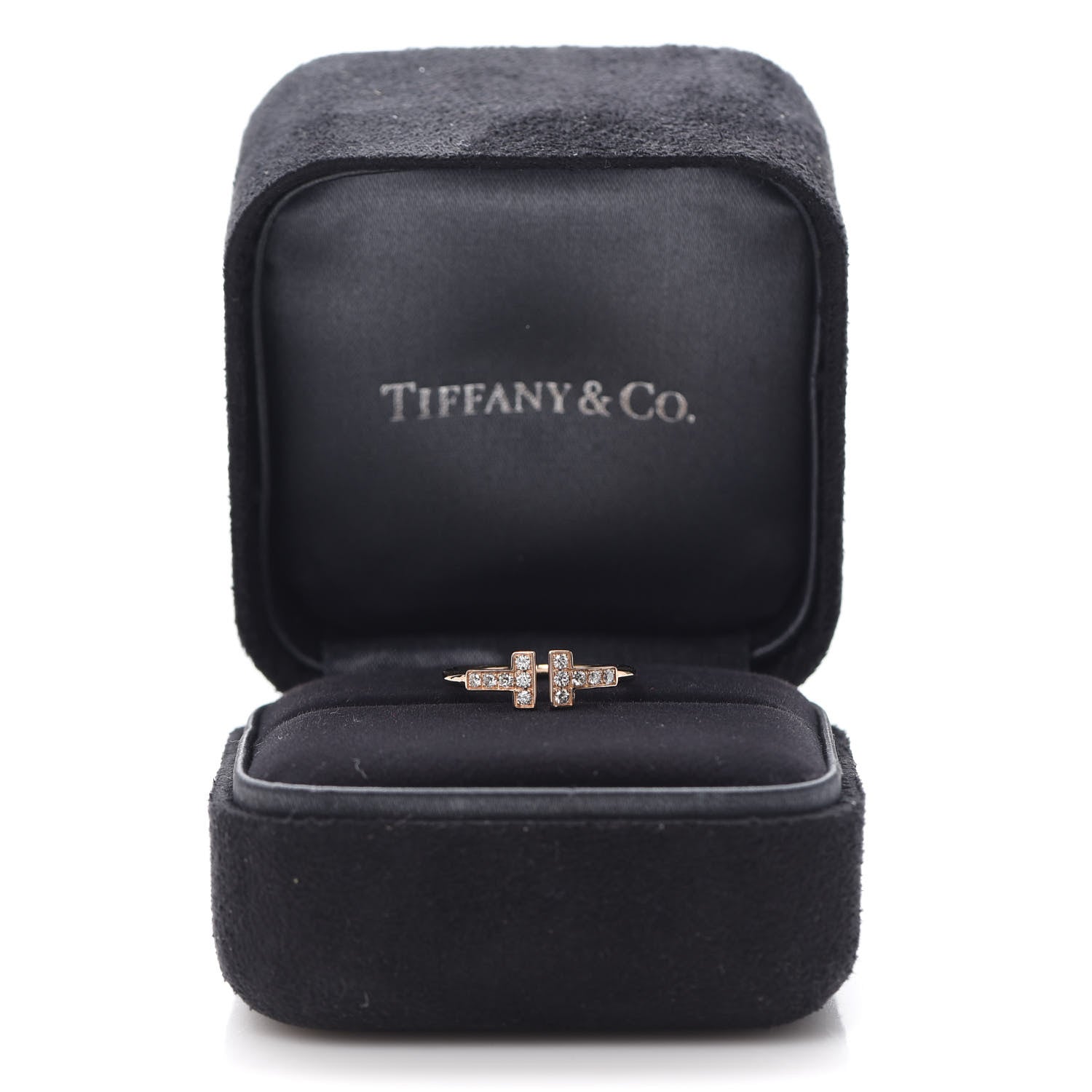 Tiffany 18K Rose Gold Diamond T Wire Ring 48 4.5 5 of 5