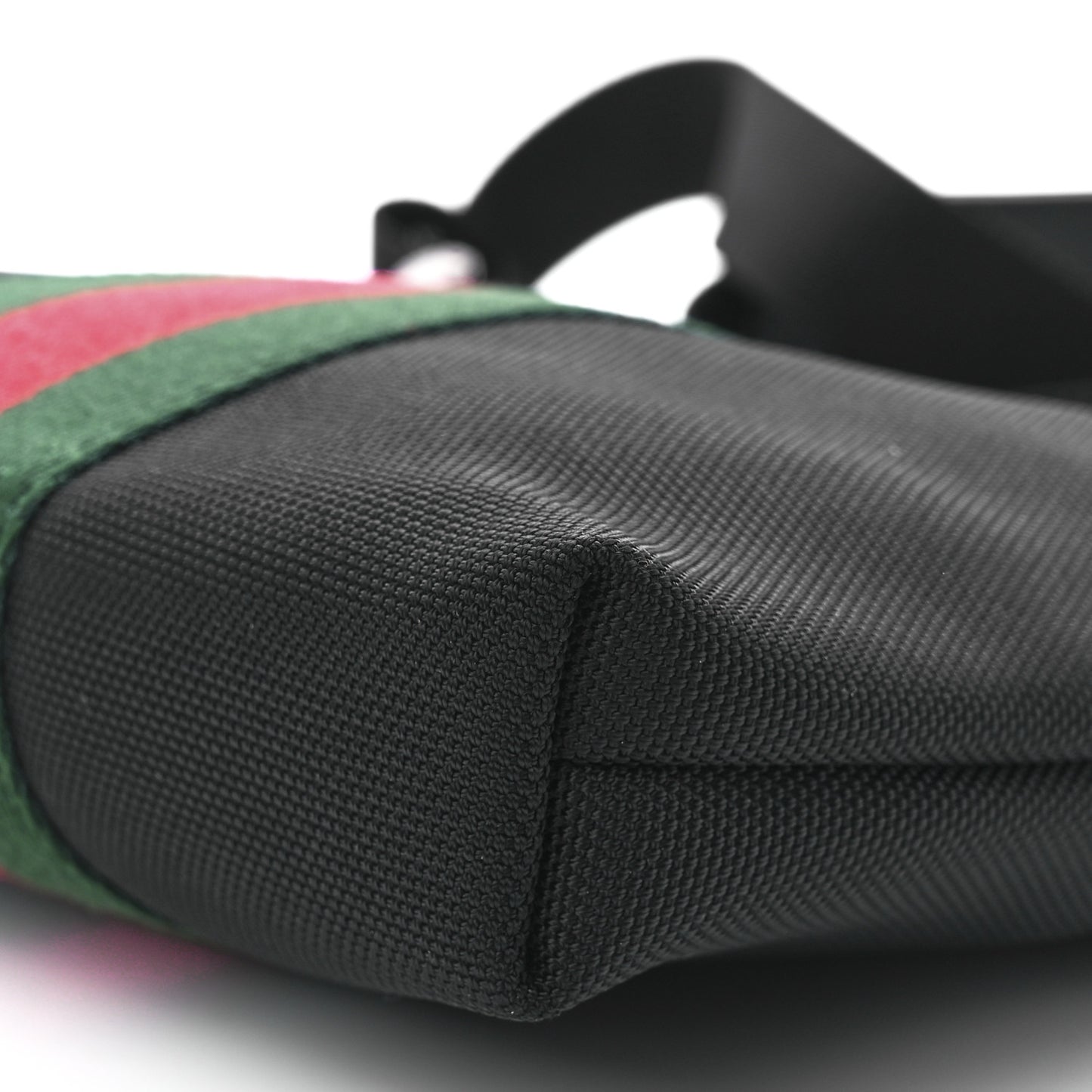 Techno Canvas Selleria Calfskin Web Small Flat Messenger Bag Black
