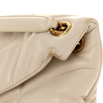 Saint Laurent SAINT LAURENT Lambskin Quilted Small Loulou Puffer Monogram Chain Satchel Crema Soft 10 of 12