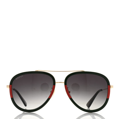 Gucci Web Aviator Sunglasses GG0062S Green Red 2 of 8