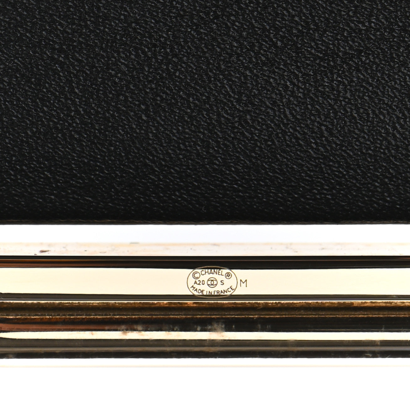 Lambskin Chain Stitched CC Cuff Bracelet Black Gold