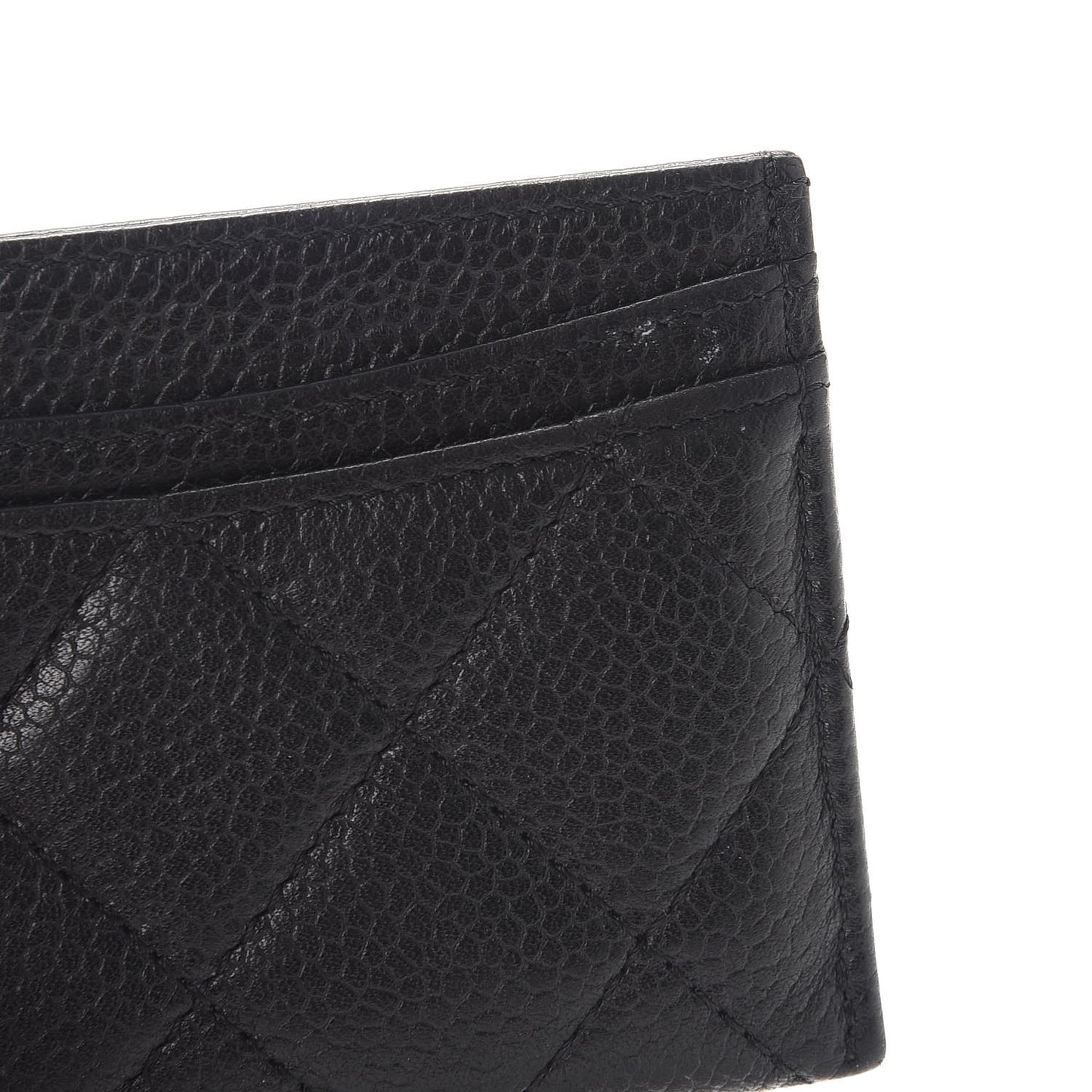 Caviar Quilted Card Holder Black