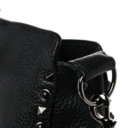 Valentino Garavani Pebbled Calfskin Onyx Small Rockstud Rolling Flip-Lock Messenger Bag Black 13 of 14