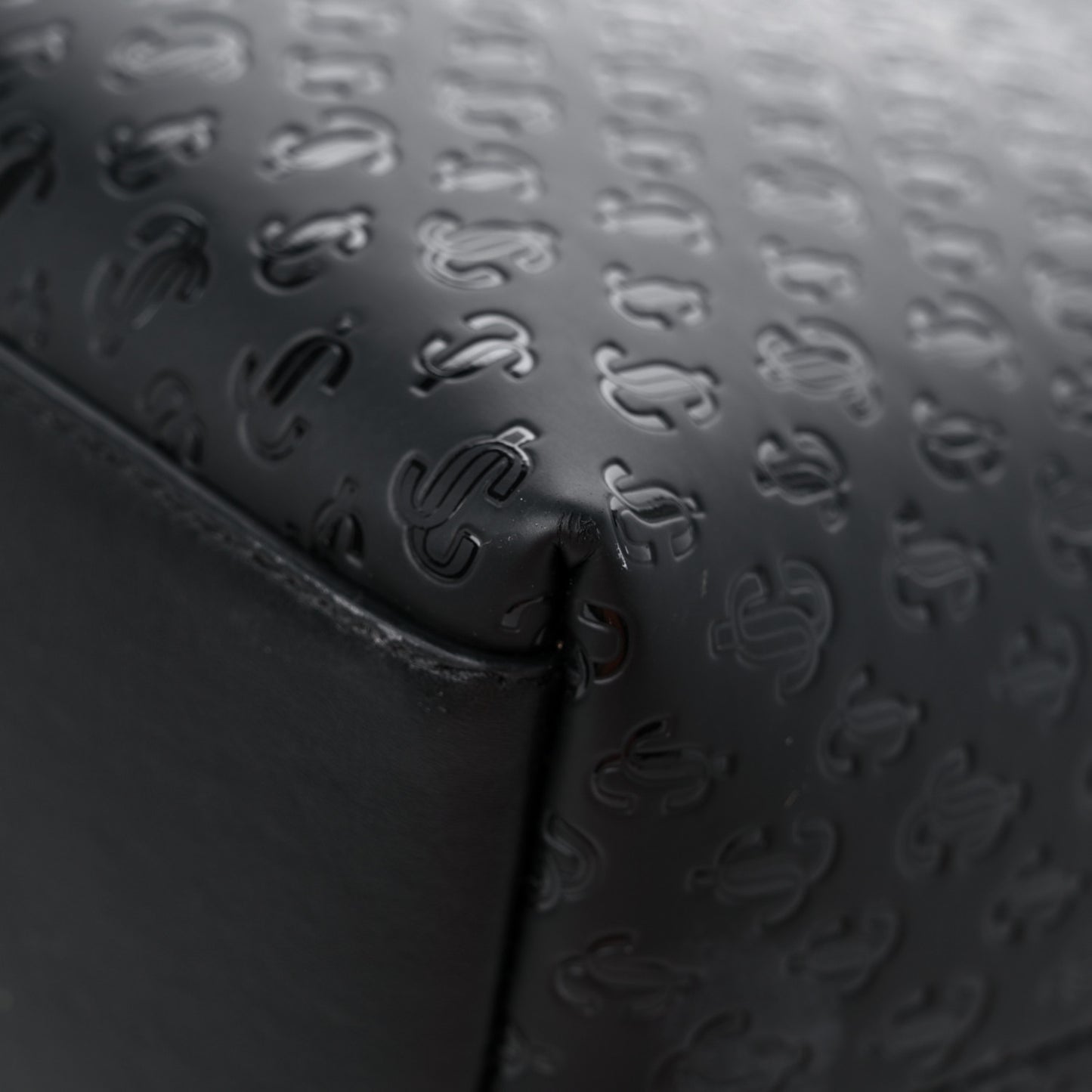 Calfskin Monogram Embossed Nine2Five East West Tote Black