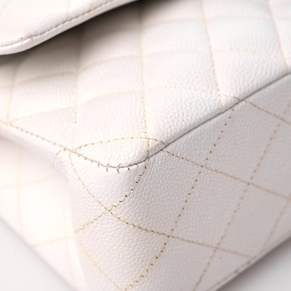 Chanel Caviar Quilted Medium Double Flap White 8 of 15