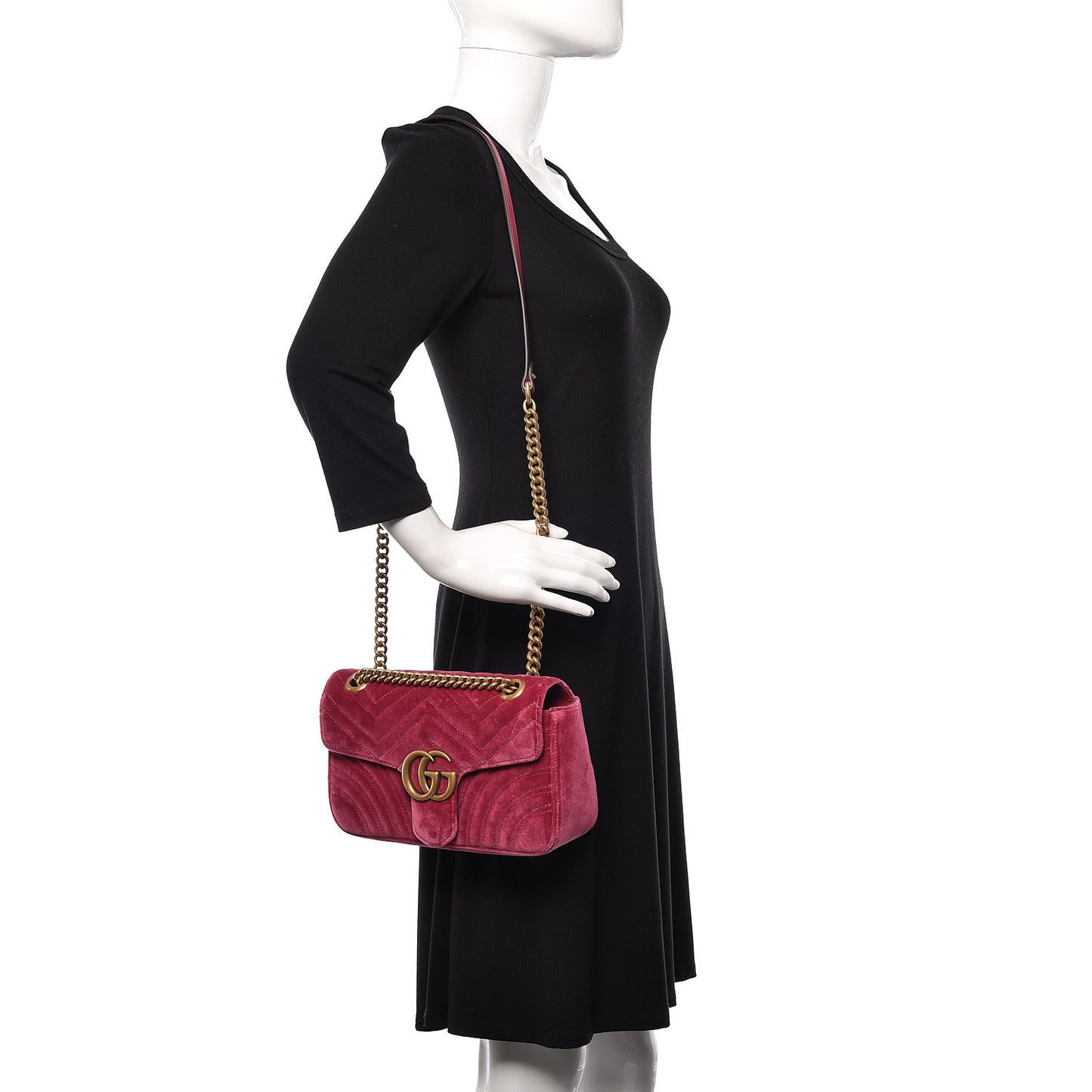 Velvet Matelasse Small GG Marmont Shoulder Bag Light Raspberry Rose