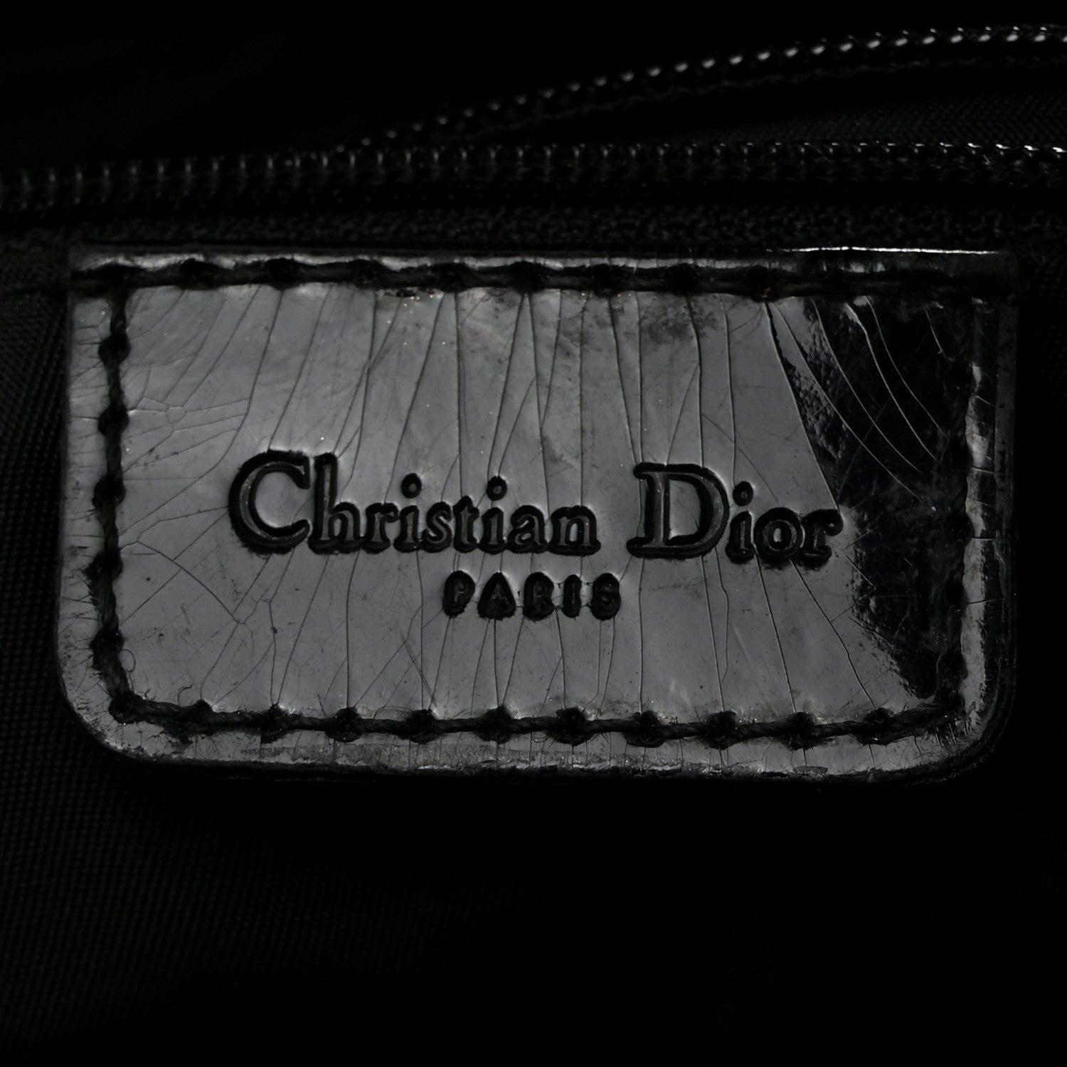 Christian Dior Canvas Patent Calfskin Saddle Bag Black 5 of 19