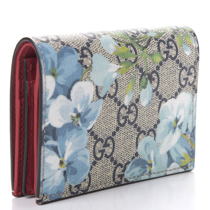 Gucci GG Supreme Monogram Blooms Card Case Wallet Beige Blue Navy Hibiscus Red 3 of 7