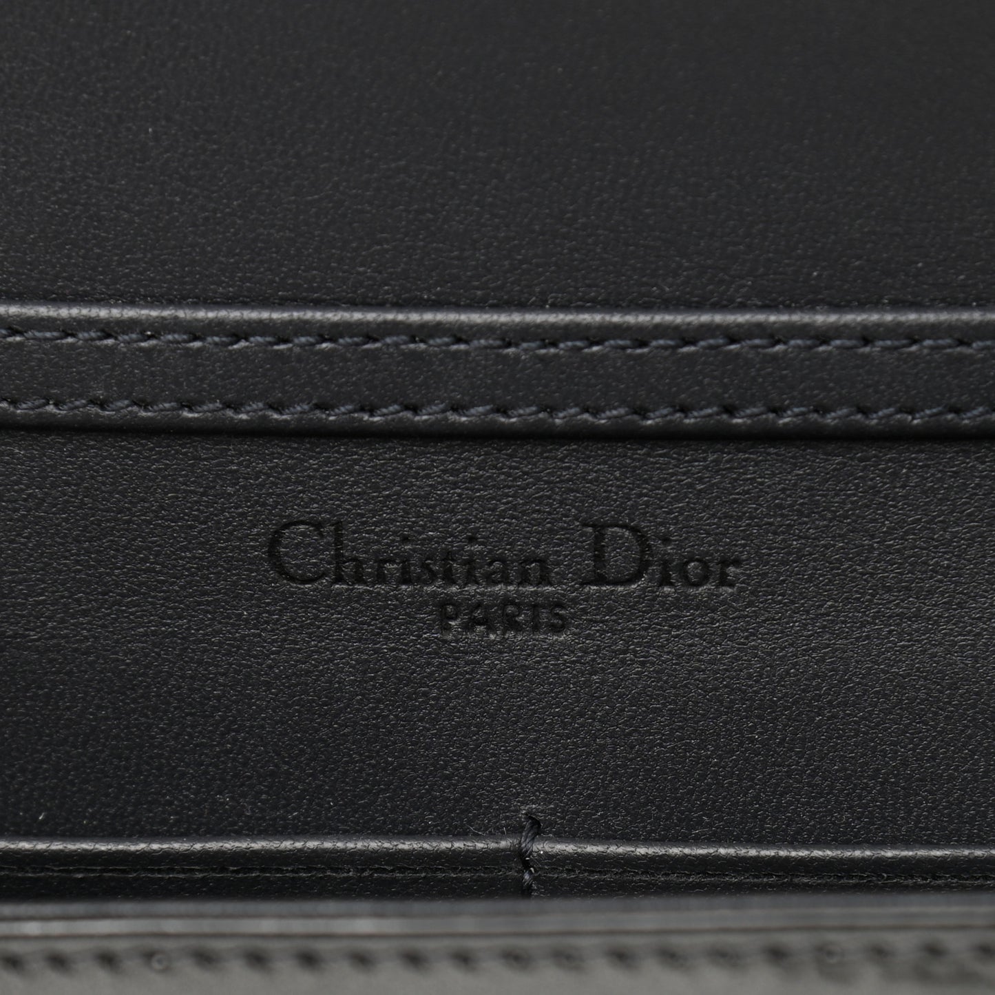 Metallic Patent Micro-Cannage Diorama Wallet on Chain Pouch Onyx Black
