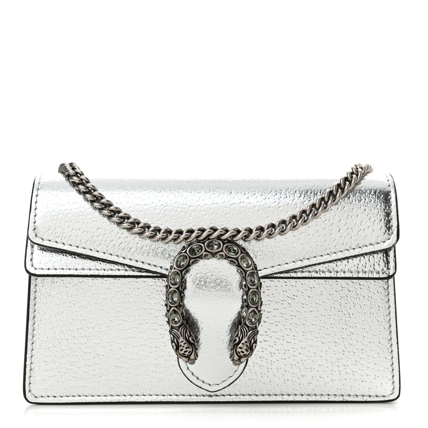 Gucci Metallic Calfskin Super Mini Dionysus Shoulder Bag Silver 1 of 12