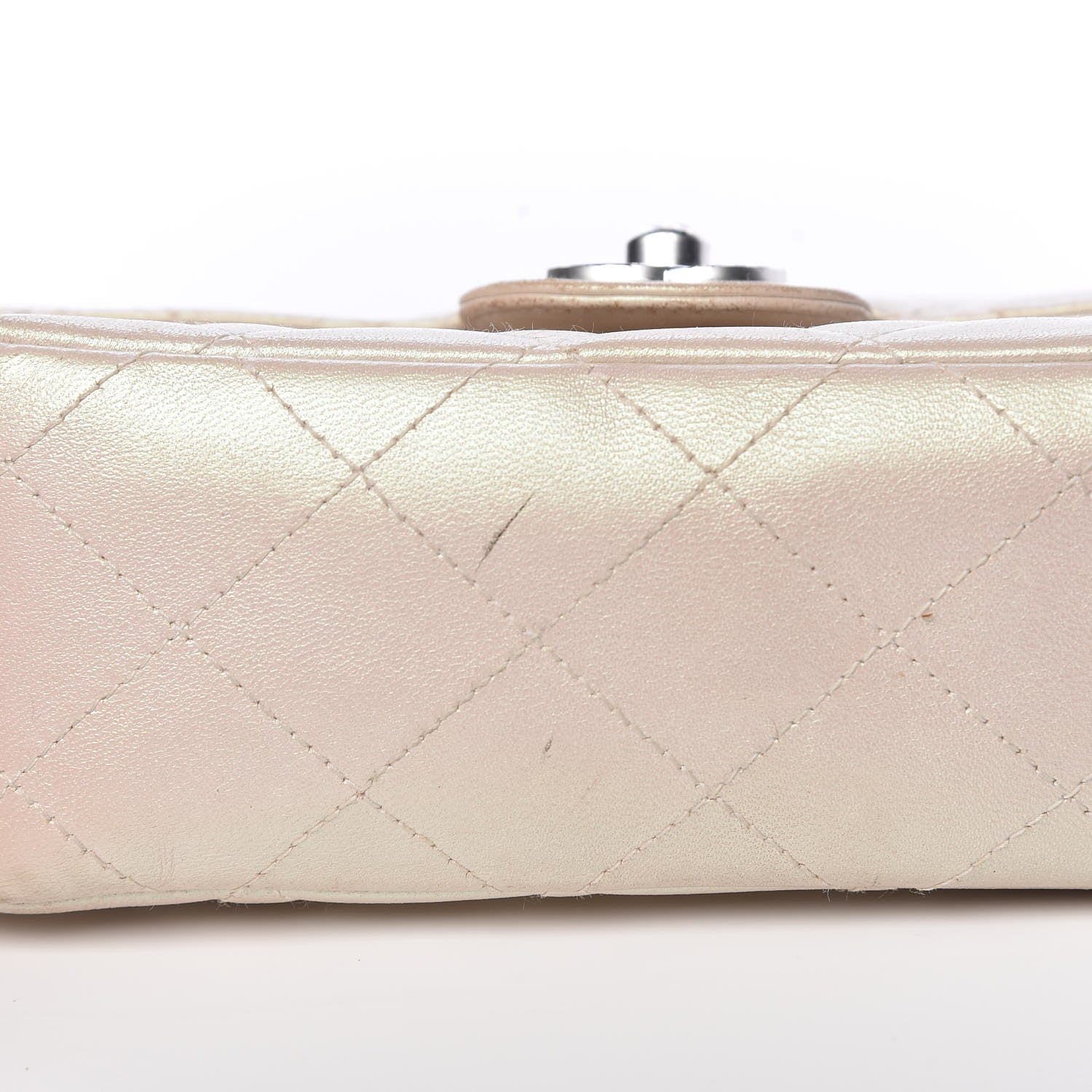 Chanel Metallic Lambskin Quilted Extra Mini Rectangular Flap Ivory 13 of 25