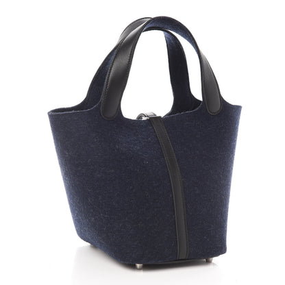 Hermes Feutre Swift Picotin Lock 18 PM Bleu Nuit Black 2 of 13