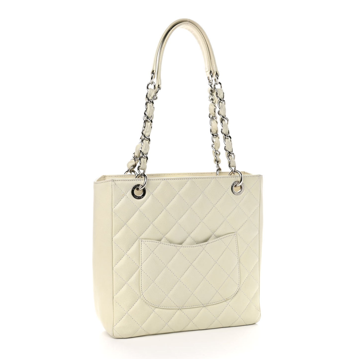 Caviar Quilted Petit Shopping Tote PST Light Beige