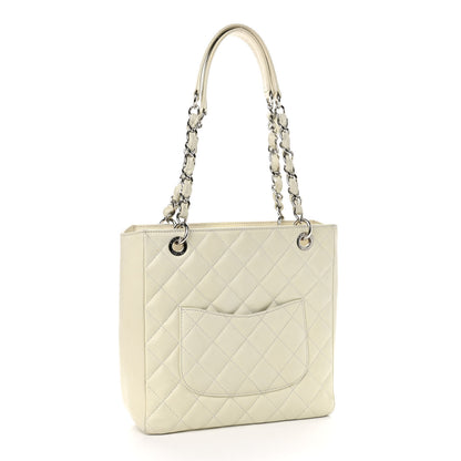 Chanel Caviar Quilted Petit Shopping Tote PST Light Beige 3 of 12