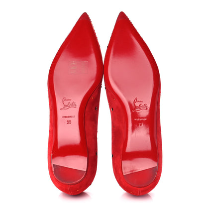 Christian Louboutin Veau Velours Embellished Gravitanita Starry Flats 39 Red 5 of 11