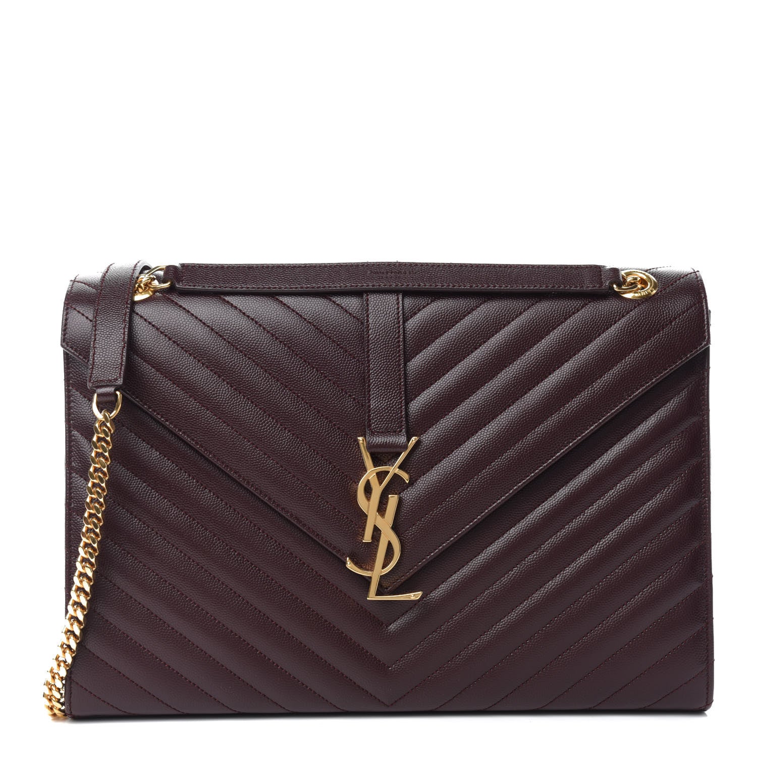 Saint Laurent Grain De Poudre Matelasse Chevron Large Monogram Satchel Rouge Legion 1 of 11