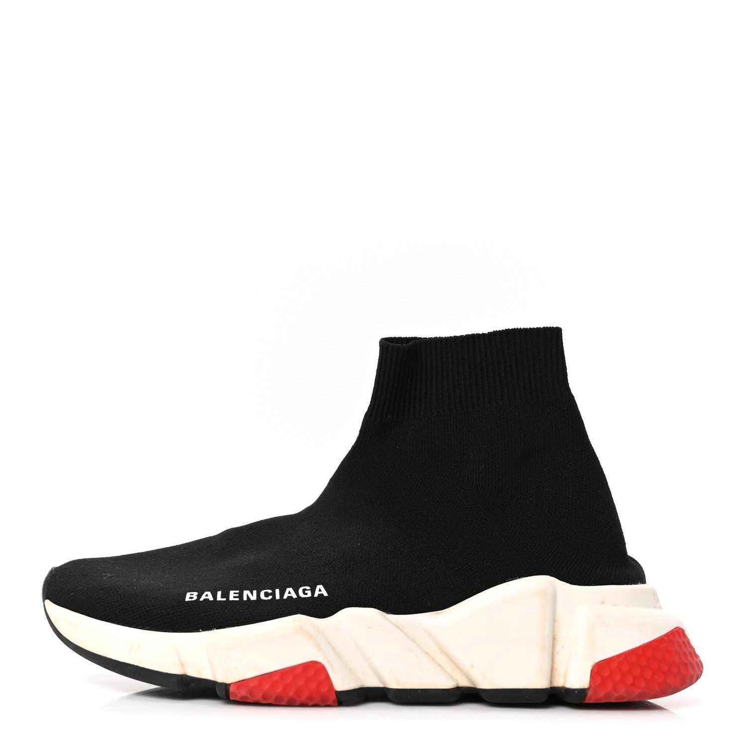 Balenciaga Neoprene Knit Womens Speed Sneakers 35 Black White Red 1 of 8