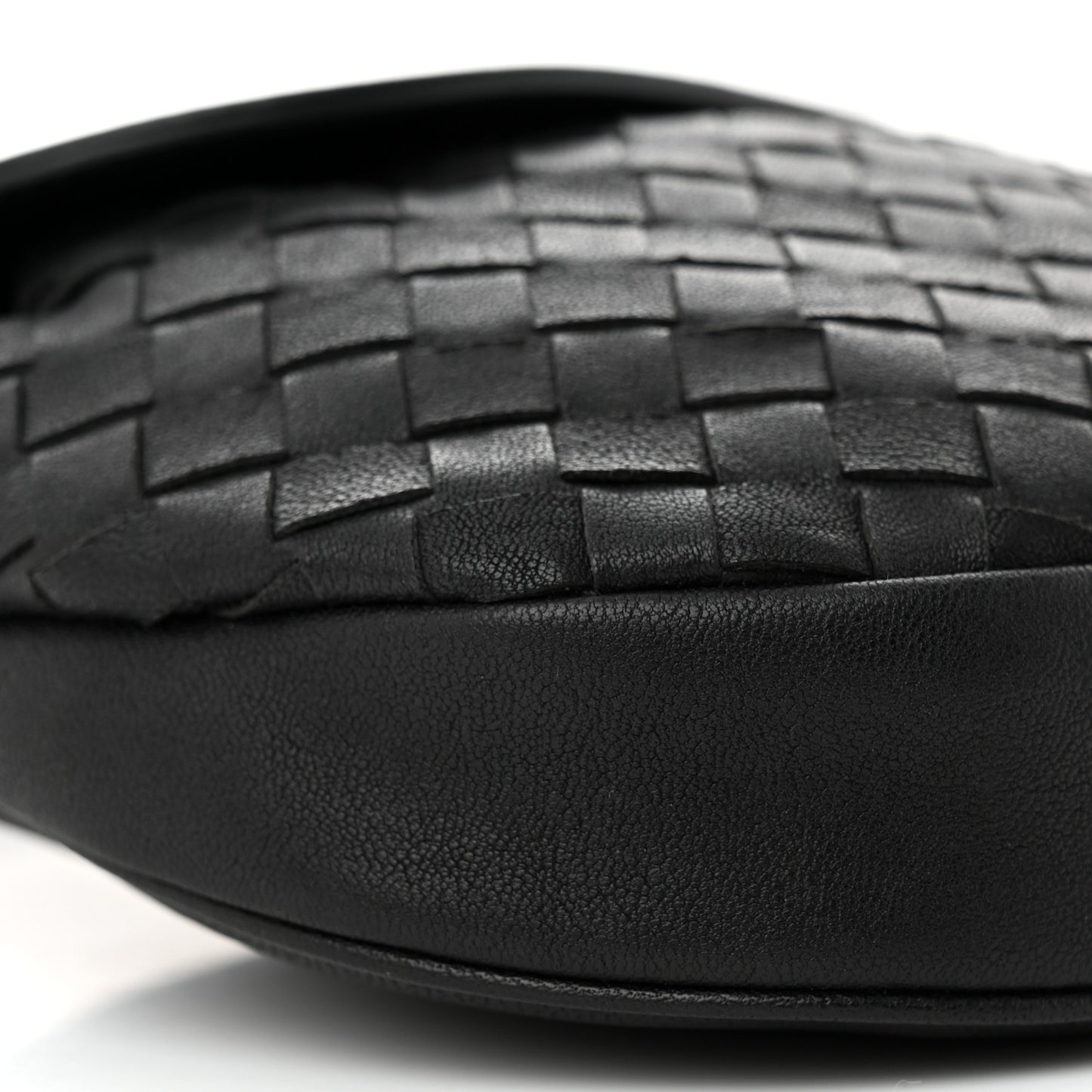 Nappa Intrecciato Flap Belt Bag Black