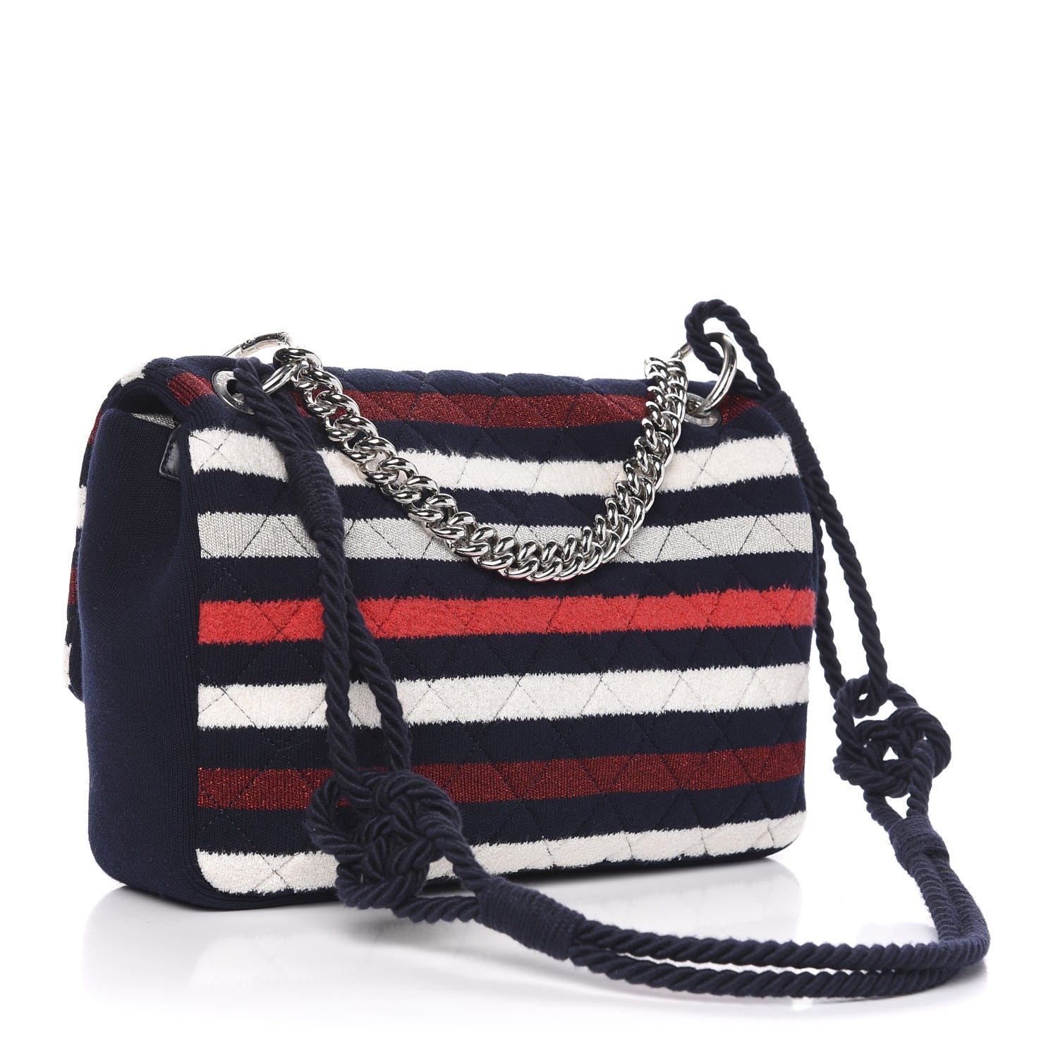 Chanel Jersey Felt Quilted Flap Red White Blue 2 of 10
