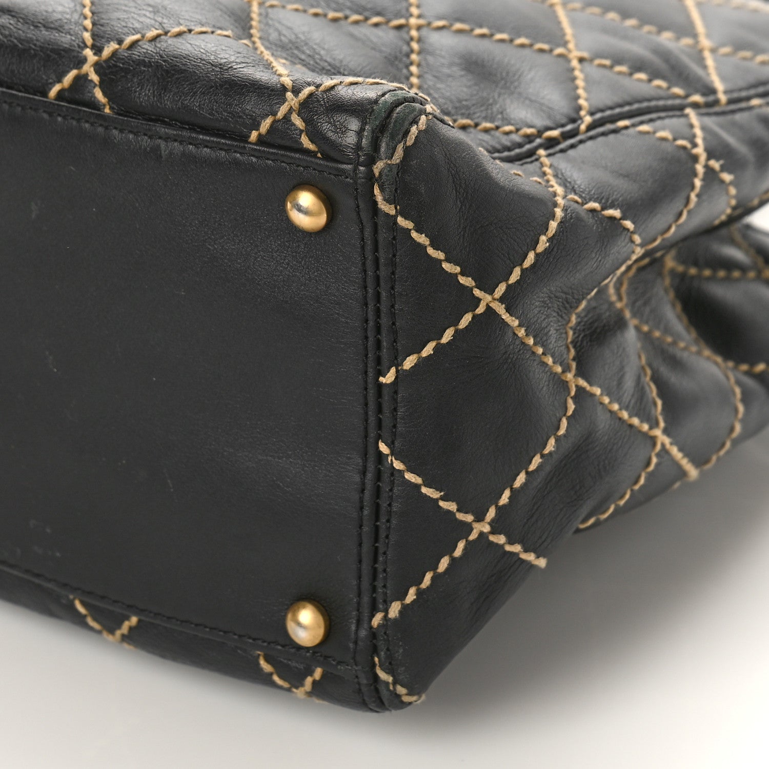 Chanel Calfskin Contrast Stitch Surpique Tote Black 9 of 12