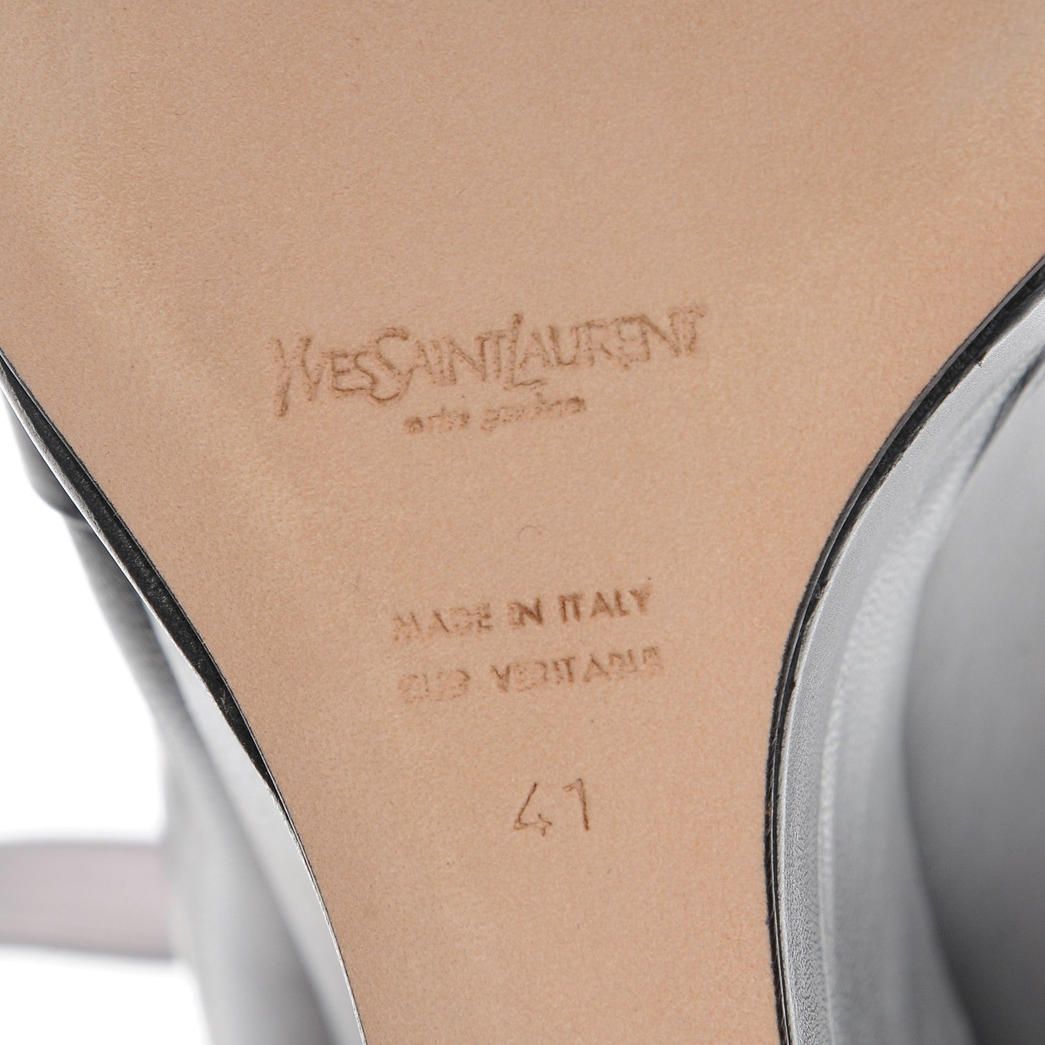 Saint Laurent Calfskin Emma 100 Ankle Strap Peep Toe Wedge 41 Black 6 of 9
