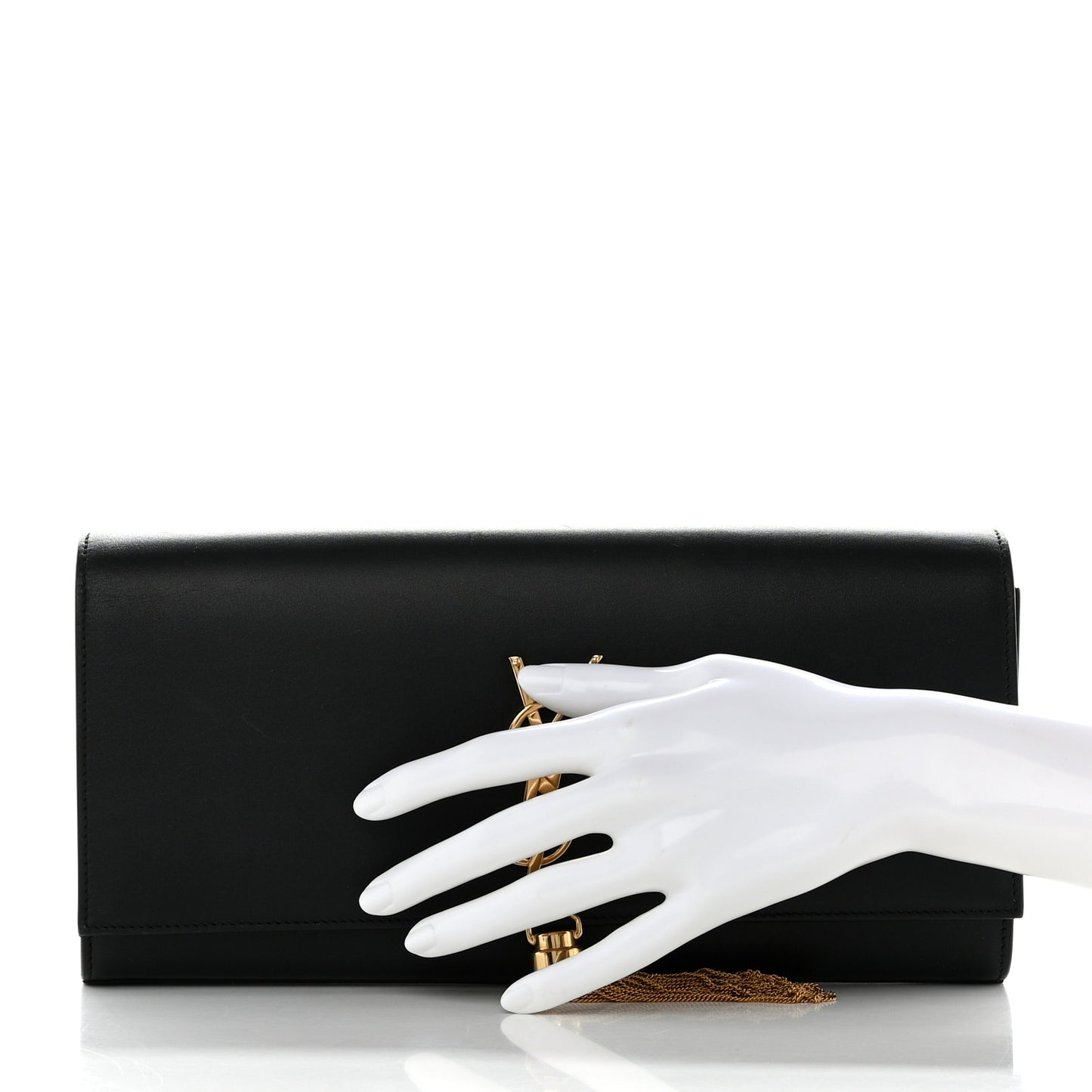 Calfskin Classic Monogram Tassel Clutch Black