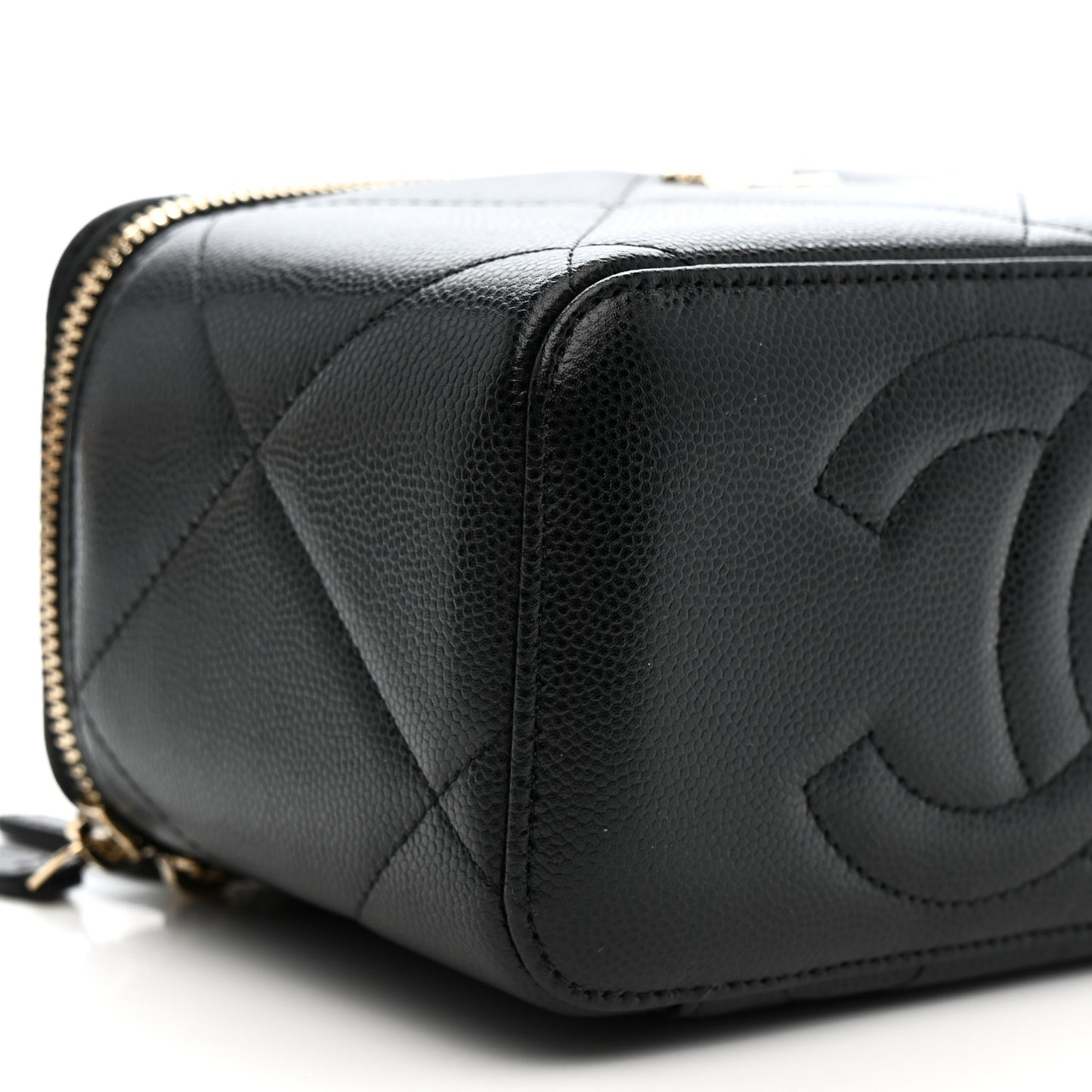 Caviar Quilted Top Handle Long Vanity Black
