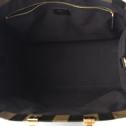 Fendi Fabric Jacquard Vitello Seta Plexiglass Pequin Gingham Large Fendi Sunshine Shopper Tote Tobacco Moro Black 4 of 11