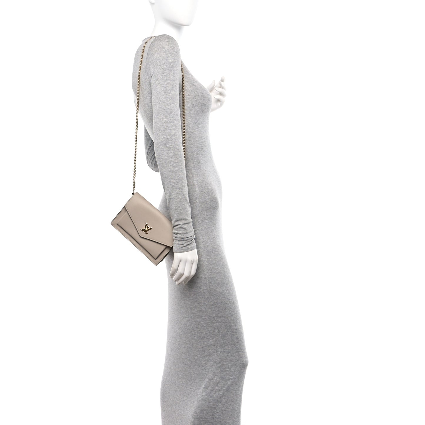 Soft Calfskin My Lockme Chain Pochette Greige