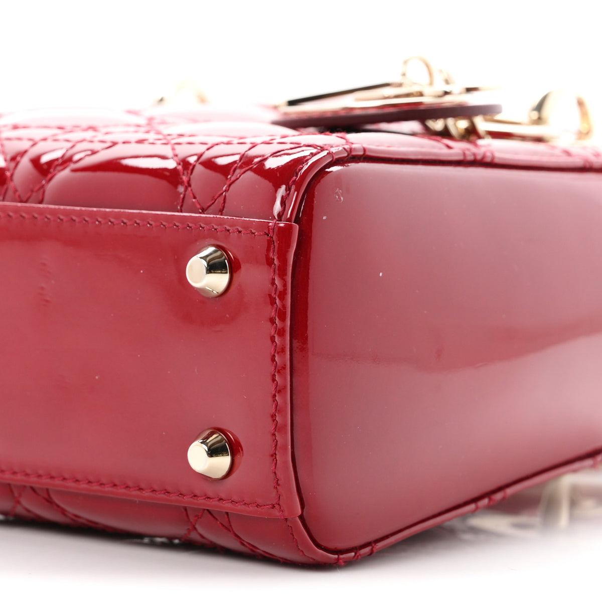 Patent Cannage Mini Lady Dior Red