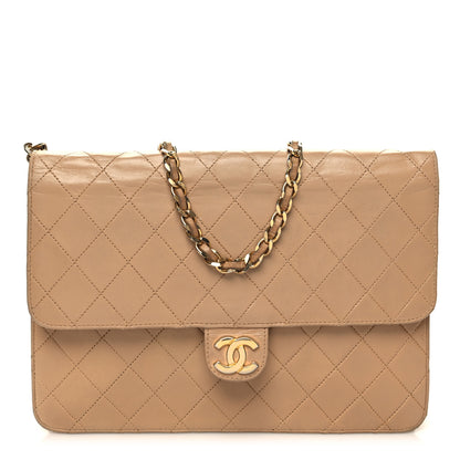 Chanel Lambskin Quilted Small Single Flap Beige Clair 1 of 14