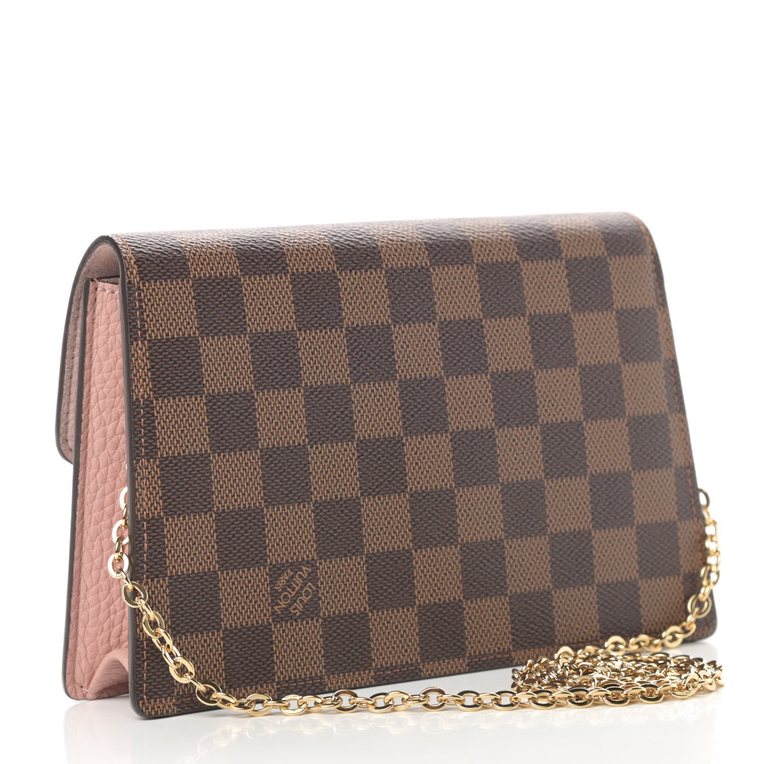 Louis Vuitton Damier Ebene Croisette Chain Wallet Magnolia 3 of 14