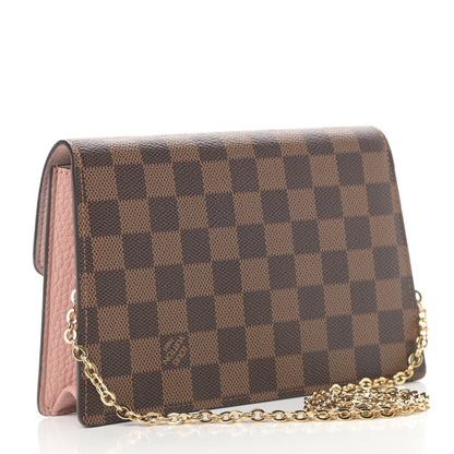 Louis Vuitton Damier Ebene Croisette Chain Wallet Magnolia 3 of 14