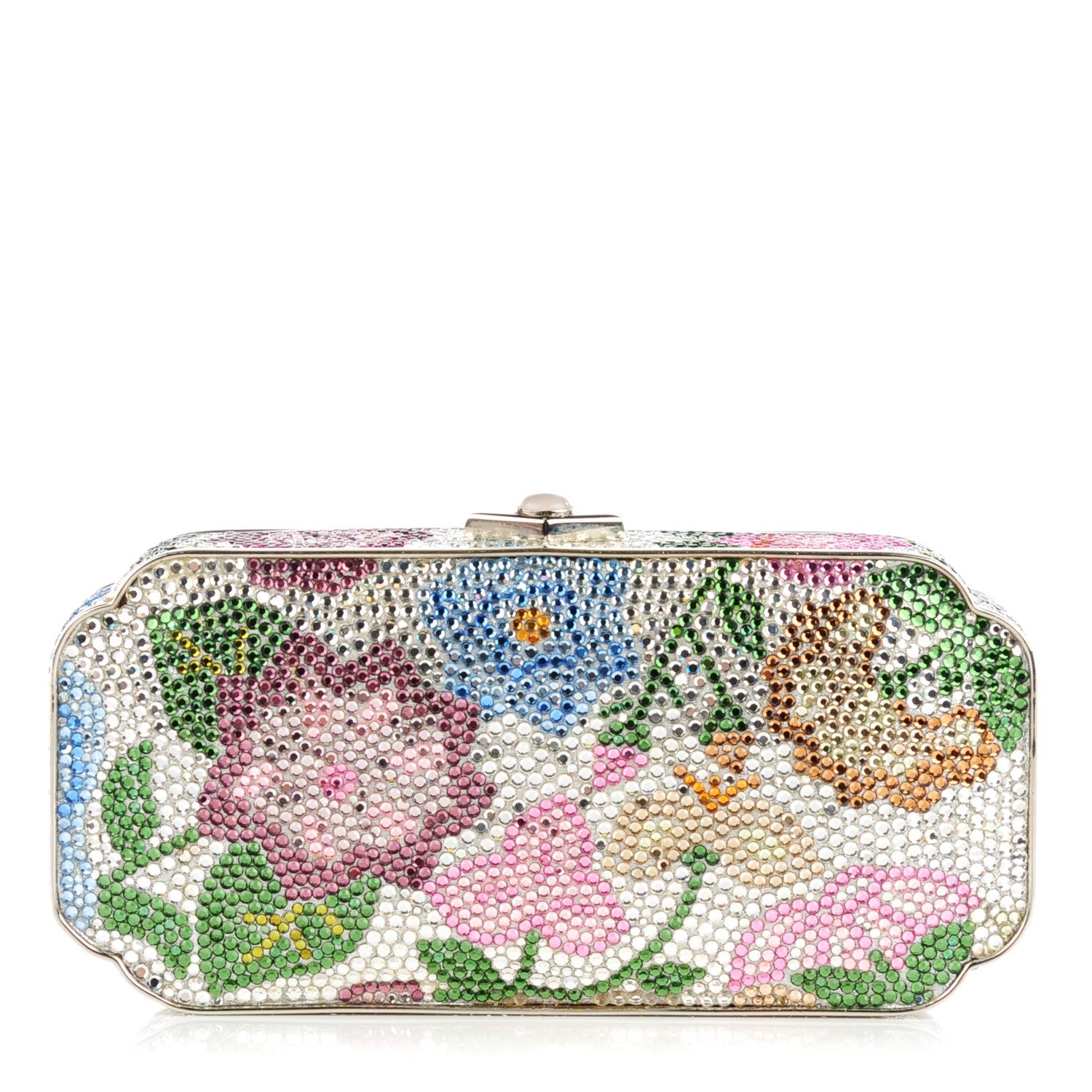 Judith Leiber Swarovski Crystal Floral Miniaudiere Clutch 1 of 15