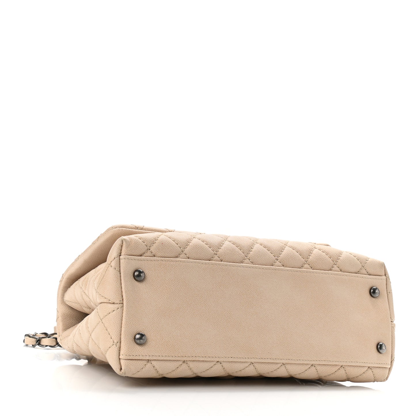 Caviar Quilted Small Coco Handle Flap Light Beige