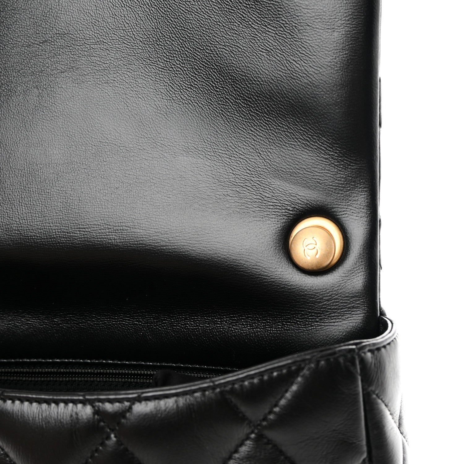 Chanel Lambskin Quilted Small Lacquered Chain Flap Black 8 of 11