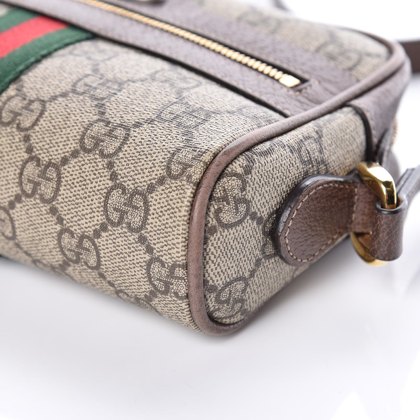 GG Supreme Monogram Web Mini Ophidia Shoulder Bag Brown